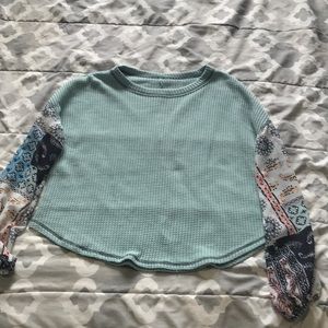 Blue green long sleeve shirt